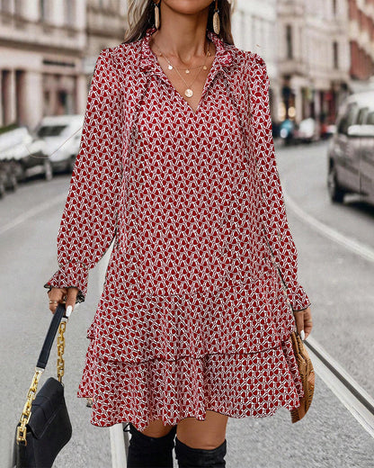 Camouflage printed long sleeve dress