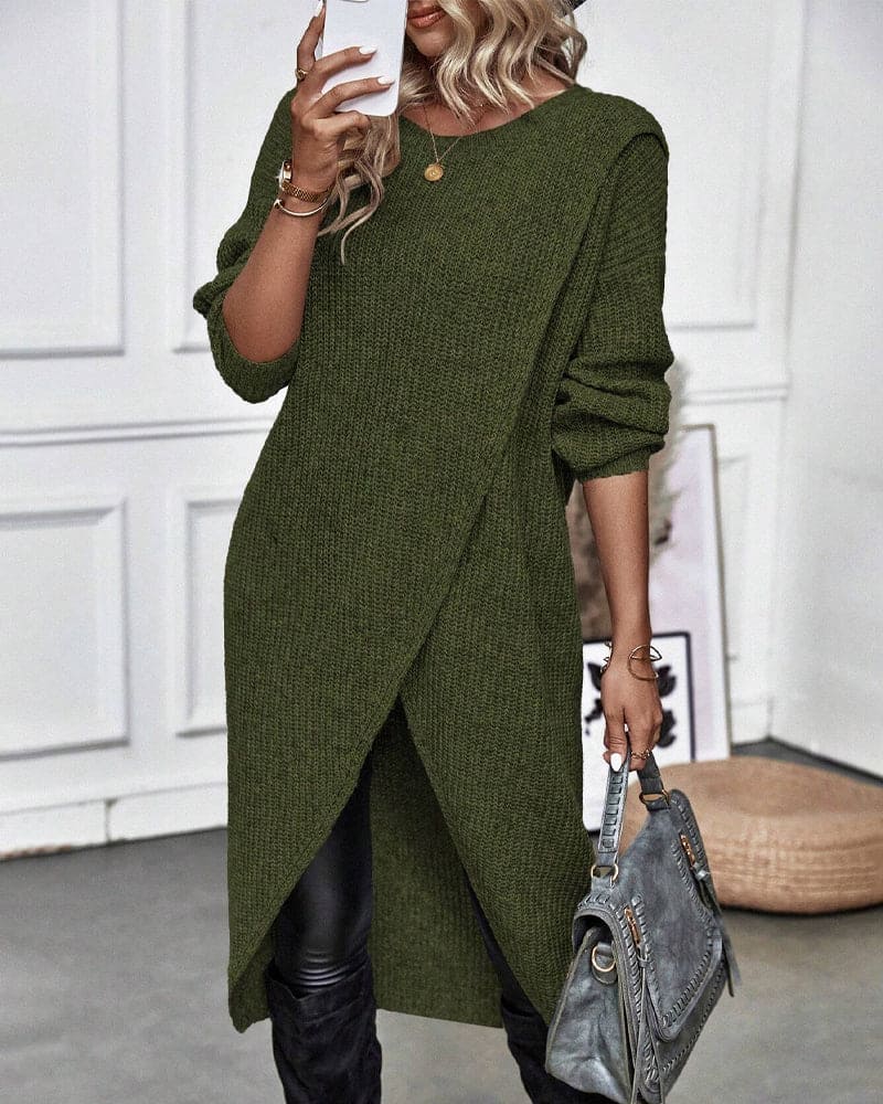 Phemie Dress | Cozy Asymmetrical Knitted Sweater Dress