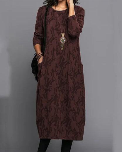 Noble - Long sleeve pocket dress with print