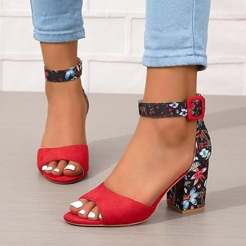 Women's open-toed sandals with floral print