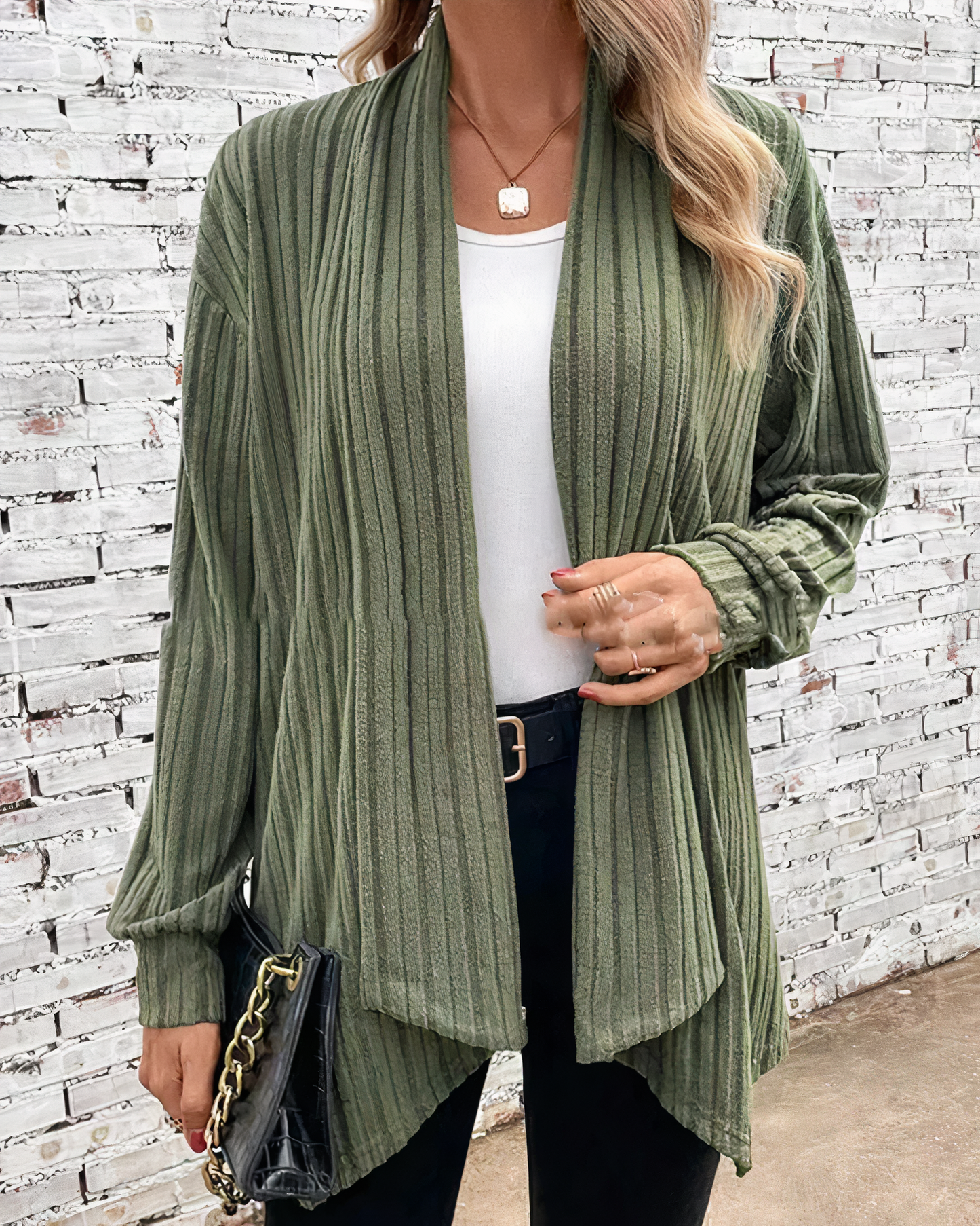 Striped cardigan with open seams - Leah