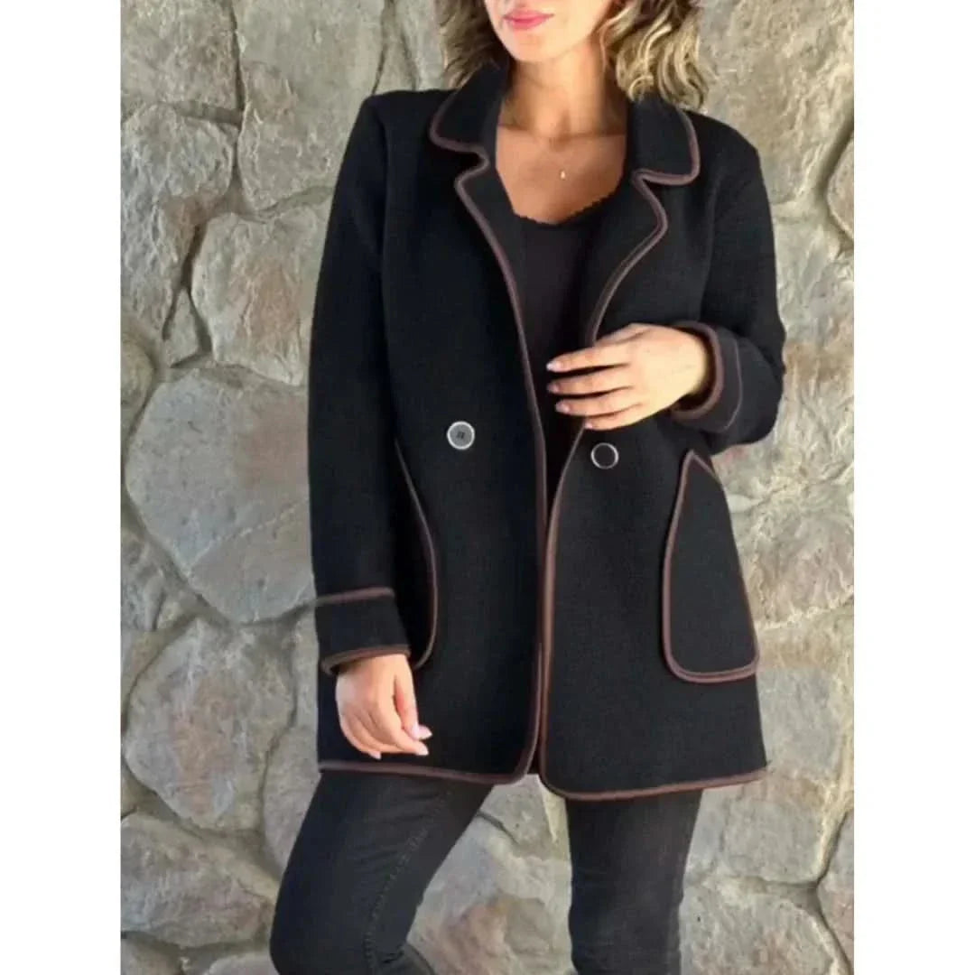 Sophisticated black longline coat for women