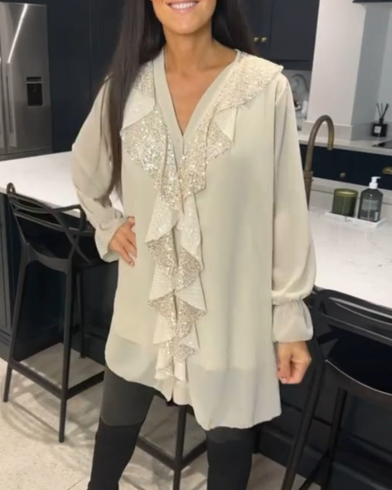 Blouse with ruffles and elegant style