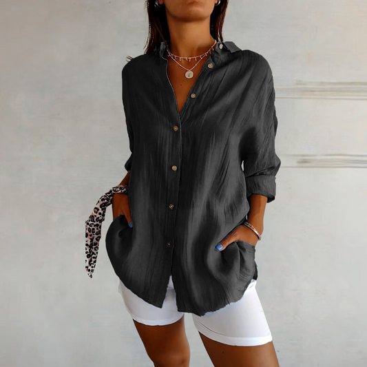 Long Blouse Ladies - Stylish - Loose Fit, Button Closure - Perfect for Summer Days