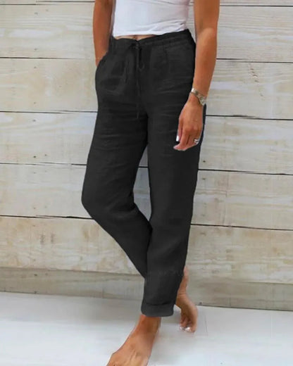 Linen Pants Ladies - Relaxed Style - Breathable Material - Ideal for Home and Informal Outing