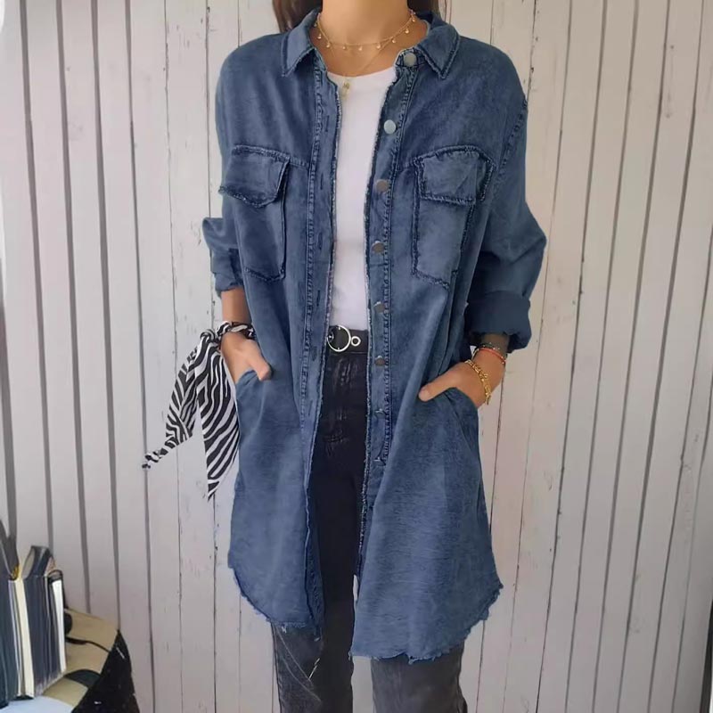 Emma - Women's Comfortable Imitation Denim Lapel Coat Shirt