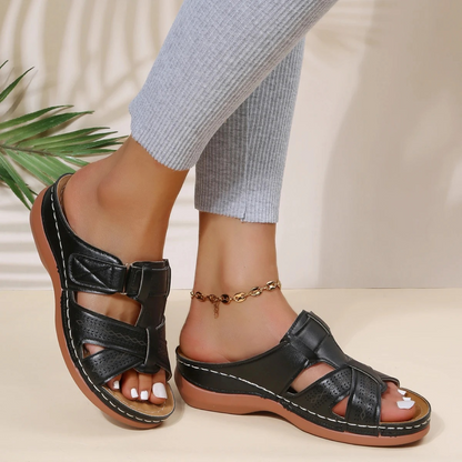 Women's open-toe leather orthopedic sandals - Brielle