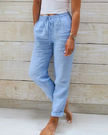 Linen Pants Ladies - Relaxed Style - Breathable Material - Ideal for Home and Informal Outing