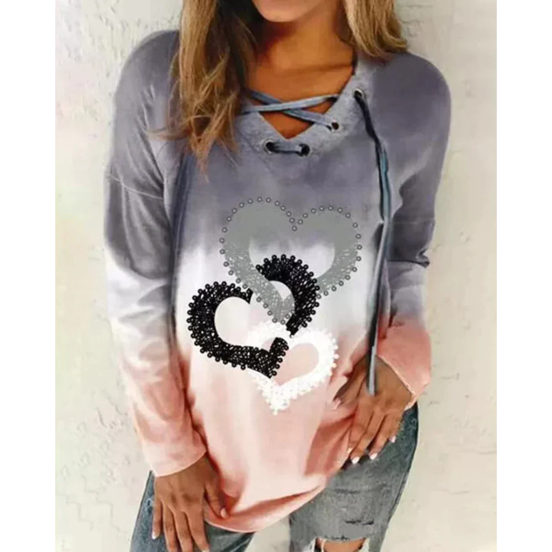 Wilna Sweater | Casual heart print sweater