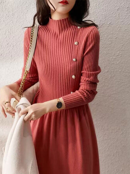 Cendrine Dress | Long Sleeve Knitted Dress