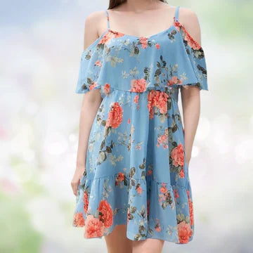 Ophelia - Printed off-the-shoulder dress