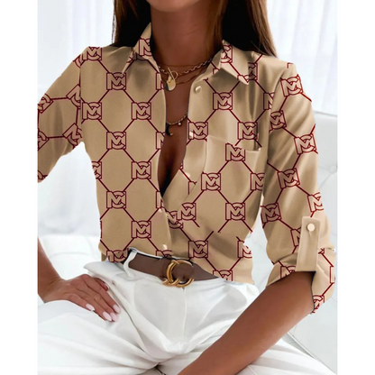 Sofie | Elegant ladies blouse in business style with lined print