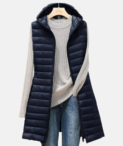 Padded long vest for women