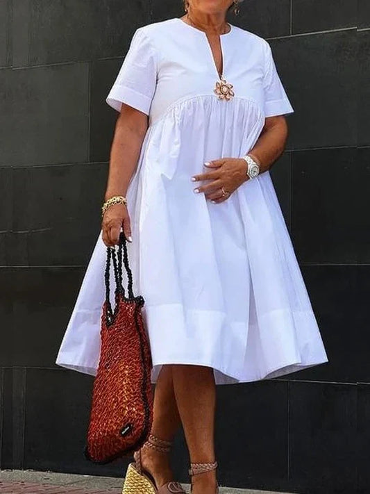 Alice - Pleated dress with short sleeves