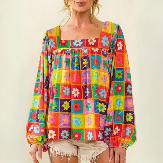 Marianne - Colorful floral print blouse