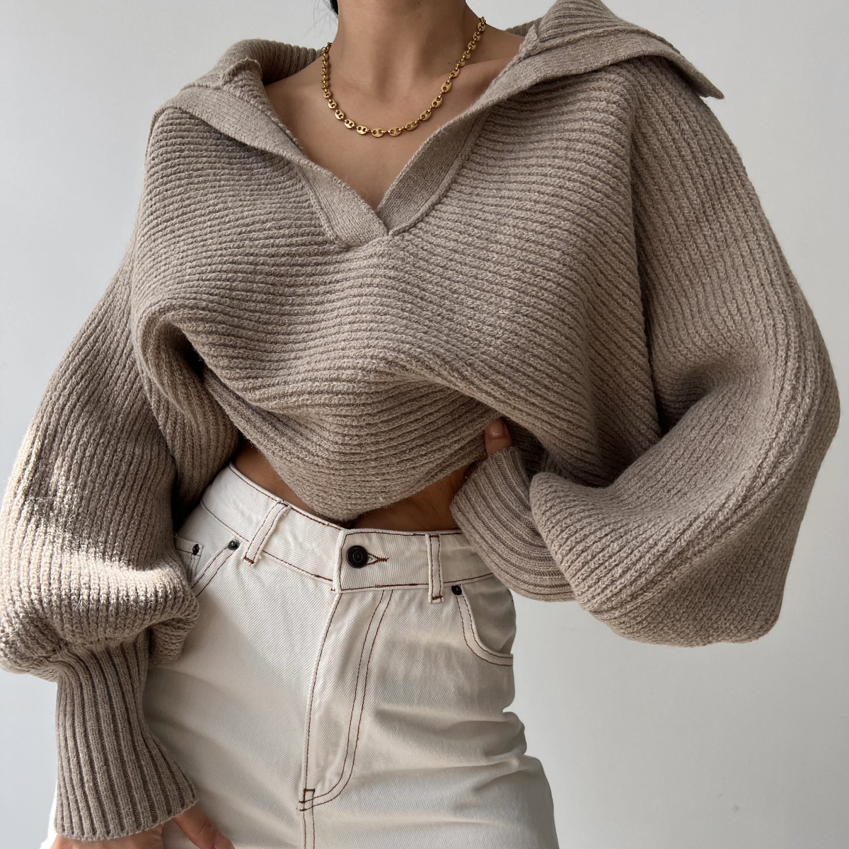 Oversized knitted sweater for women