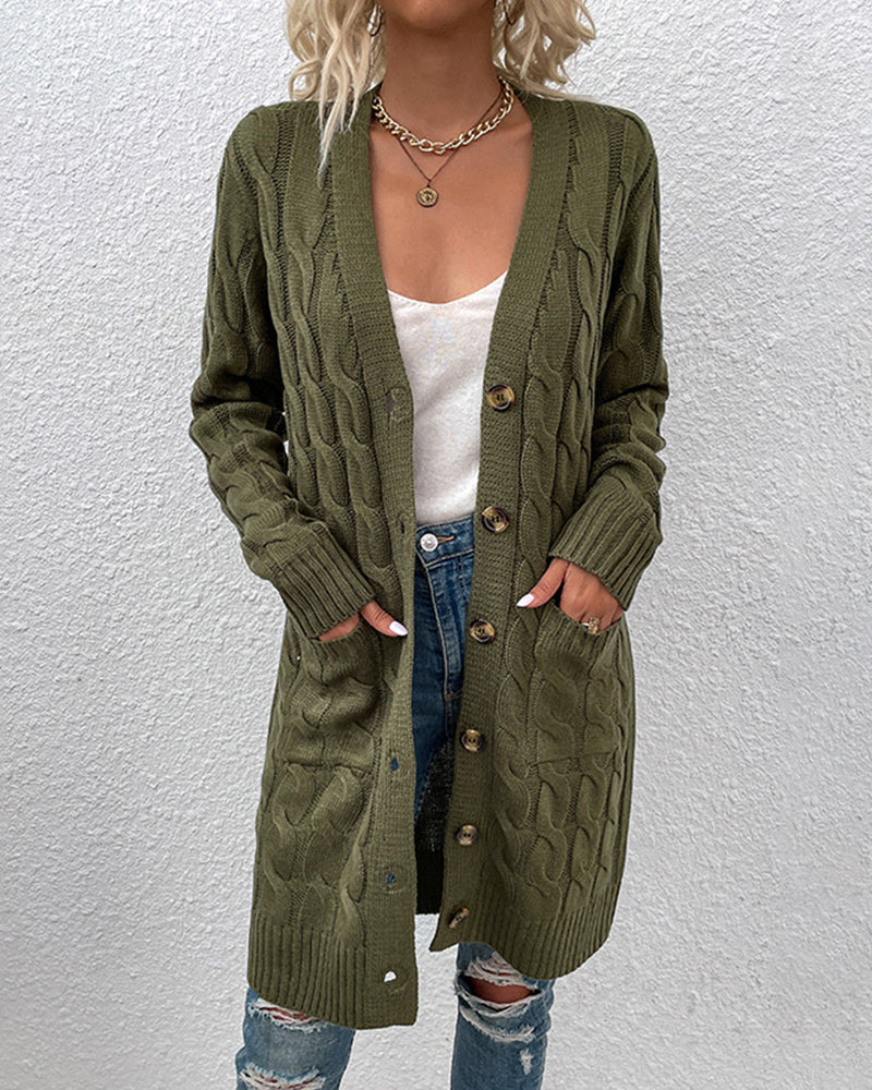 Long-sleeved cardigan in a plain color