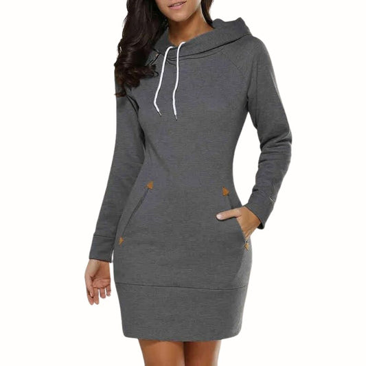 Casual hoodie sweat dress with pockets