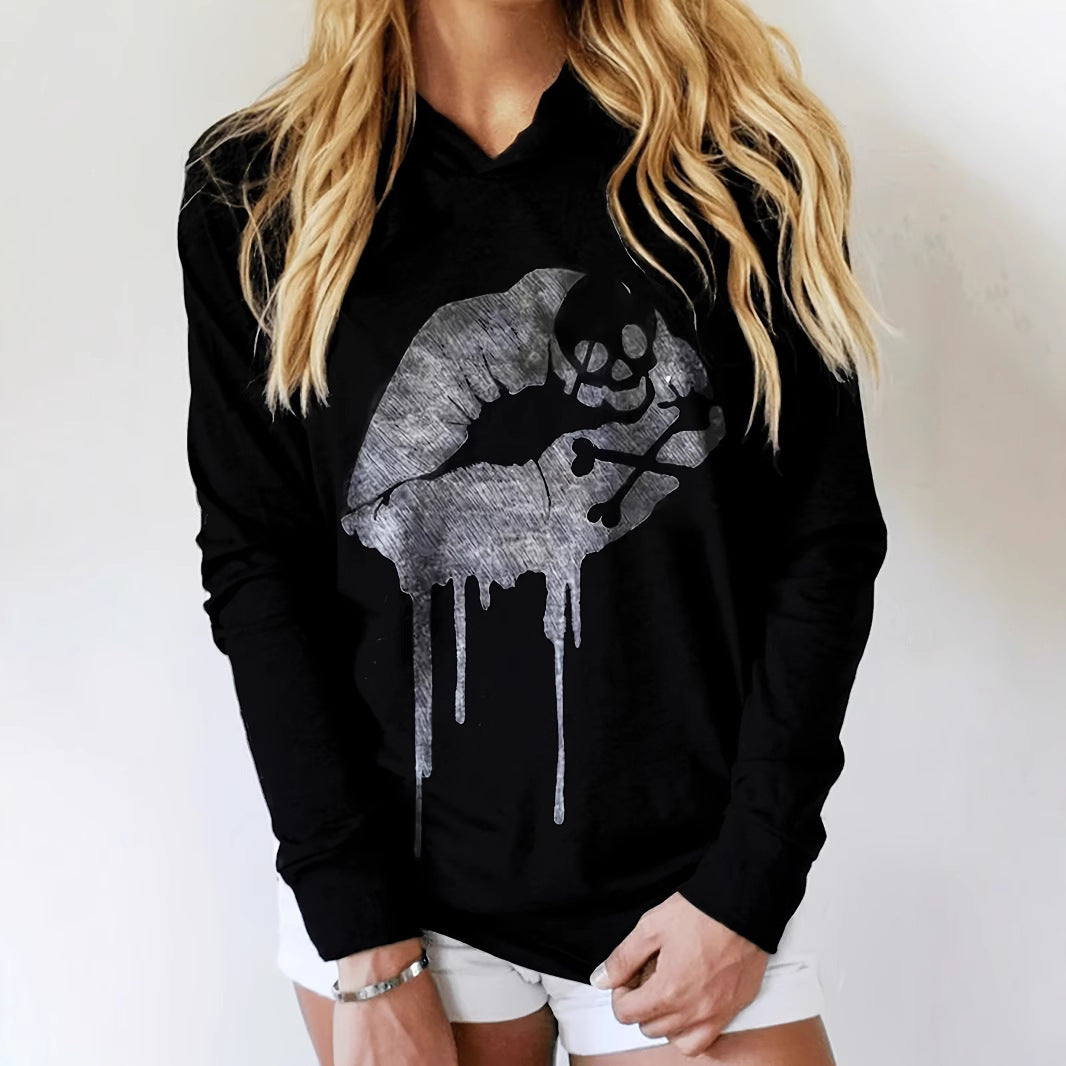 Jess Mode | Gothic-Print Long-Hoodie Ladies