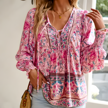 Celeste - Elegant Floral Print Blouse for Women