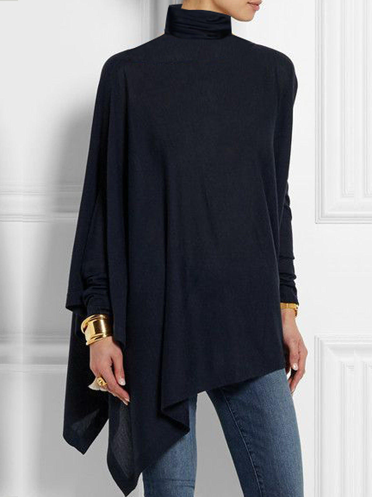 Venna Top | Long top with stand-up collar and A-line