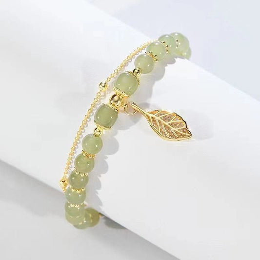 Jade Leaf Bracelet | With Unique Leaf Charm