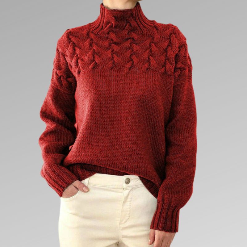 Fleuron | Ladies Pattern Turtleneck Sweater | Elegante