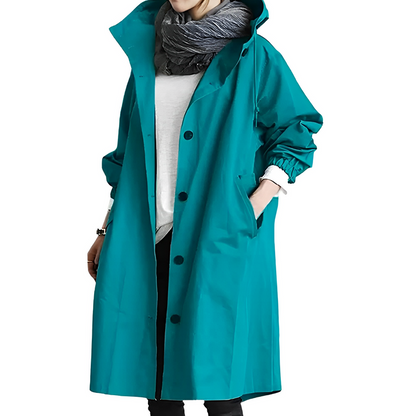 Casual rain jacket with hood and drawstring for women | Ideal for fall/winter