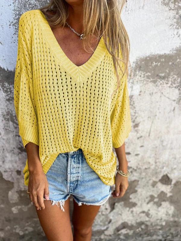 Karla - V-neck knit top