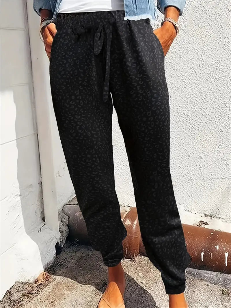 Lulu - Casual jogging pants with leopard print and fixed bottoms