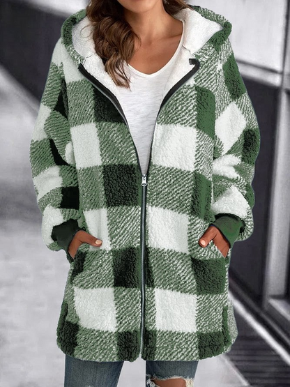 Jess | Oversized Hoodie Check Loose Jacket