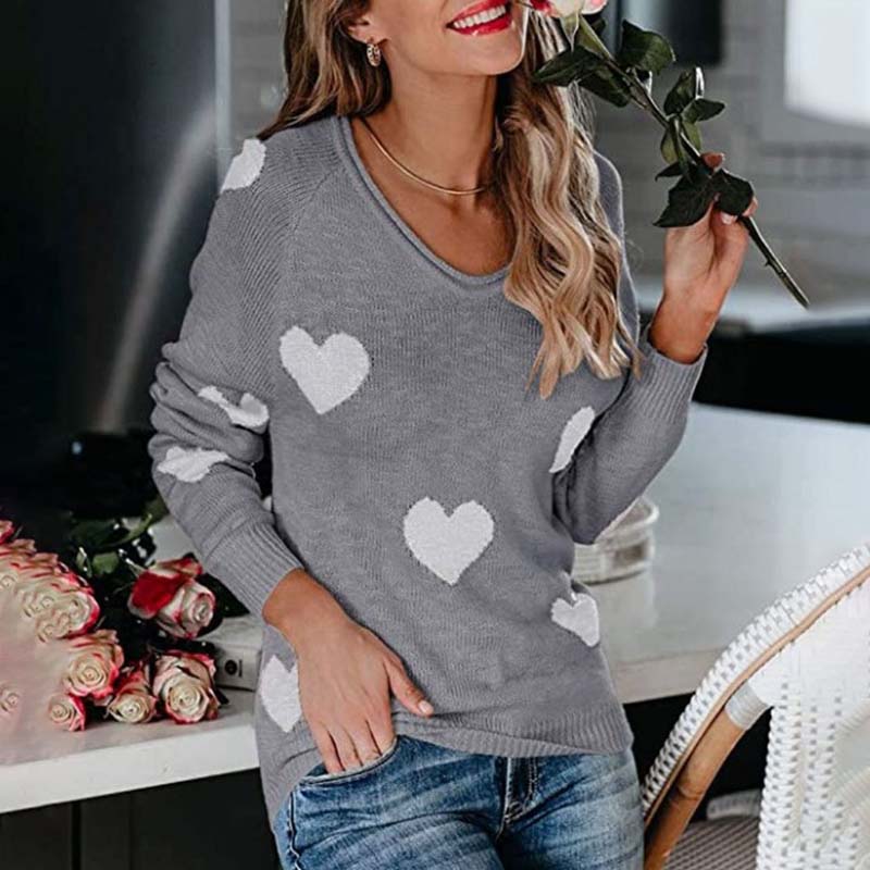 Woldine Sweater | Women's Heart Pattern Knitted Sweater