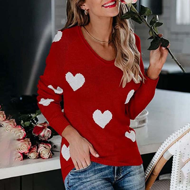 Woldine Sweater | Women's Heart Pattern Knitted Sweater