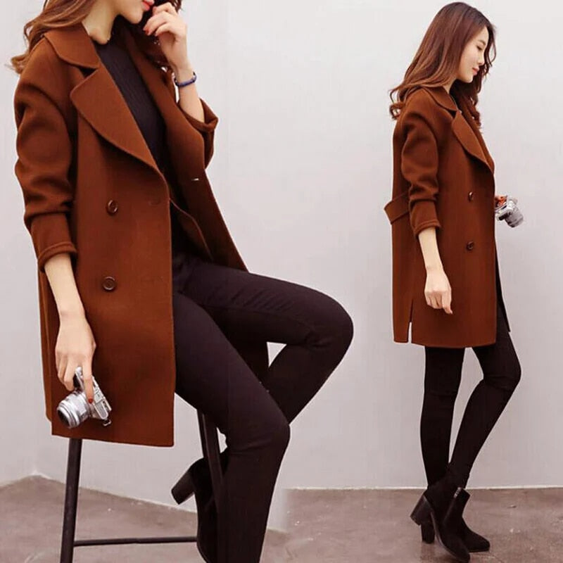 Wool coat ladies fall winter