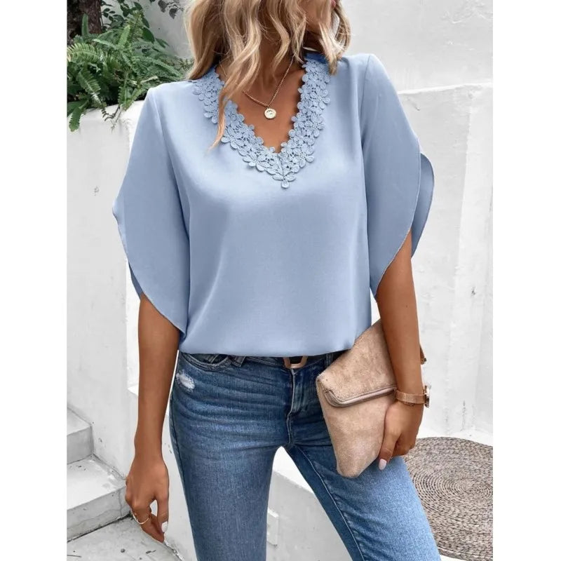 Verda Blouse | Casual V-neck Lace Blouse