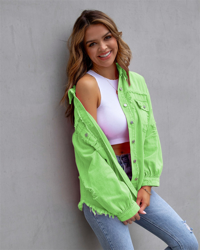 Colorful denim jacket for women