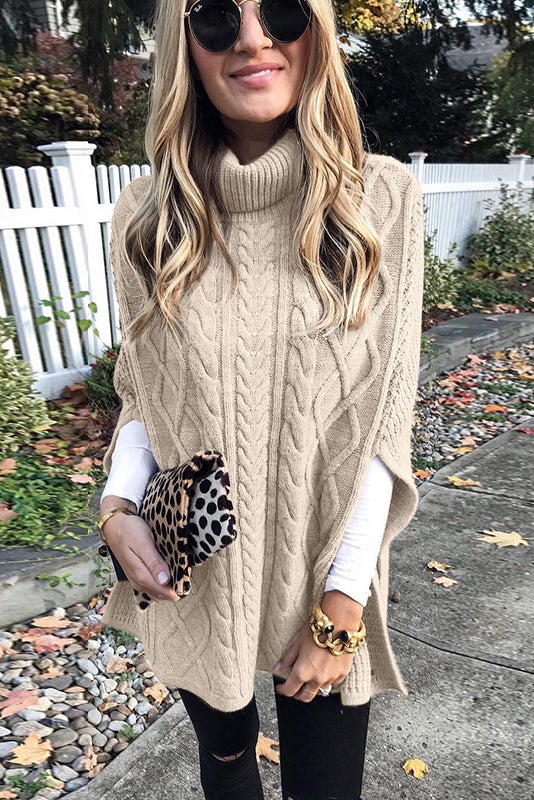 Virna Sweater | Casual Turtleneck Cape Sweater