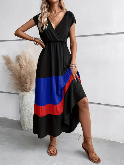 Edna - Pleated dress with color blocks