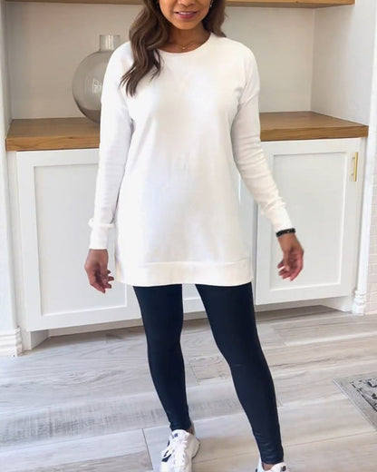 Solid color top with long sleeves