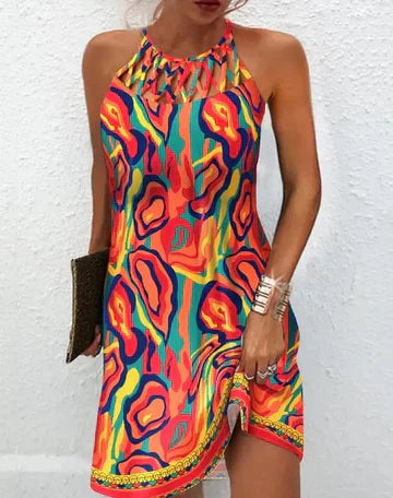 Cosima - Multicolored dress with abstract print