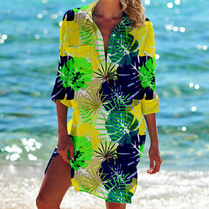 Celia - Shirt dress with tropical print.