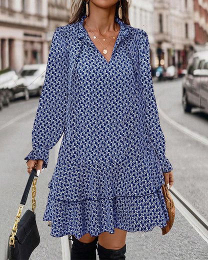 Camouflage printed long sleeve dress