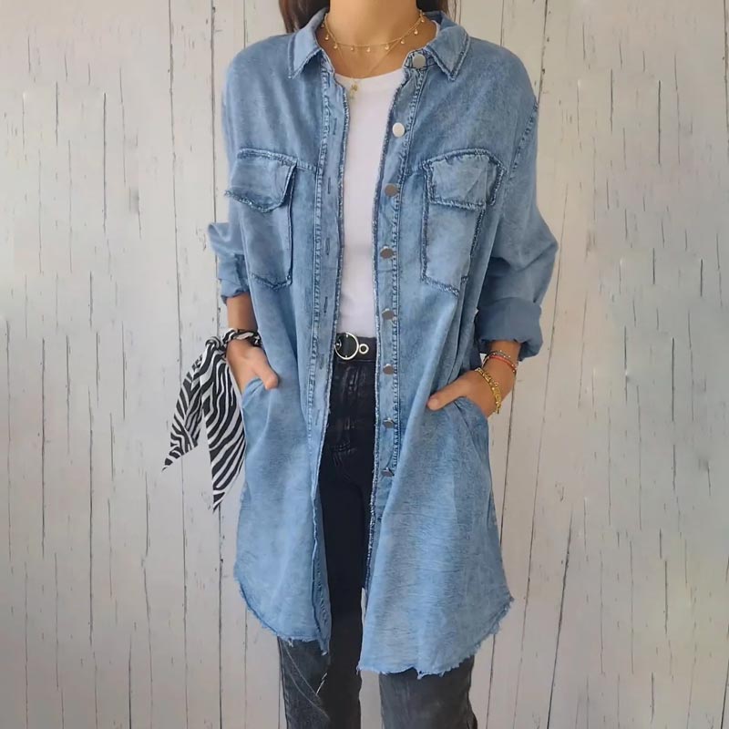 Emma - Women's Comfortable Imitation Denim Lapel Coat Shirt