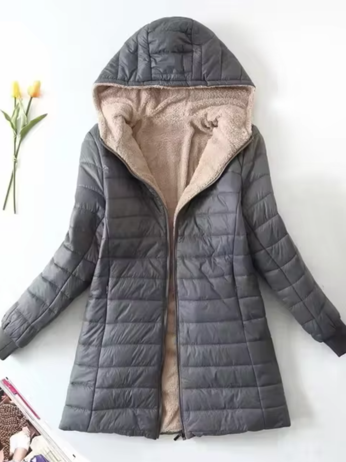 - Plush fleece coat