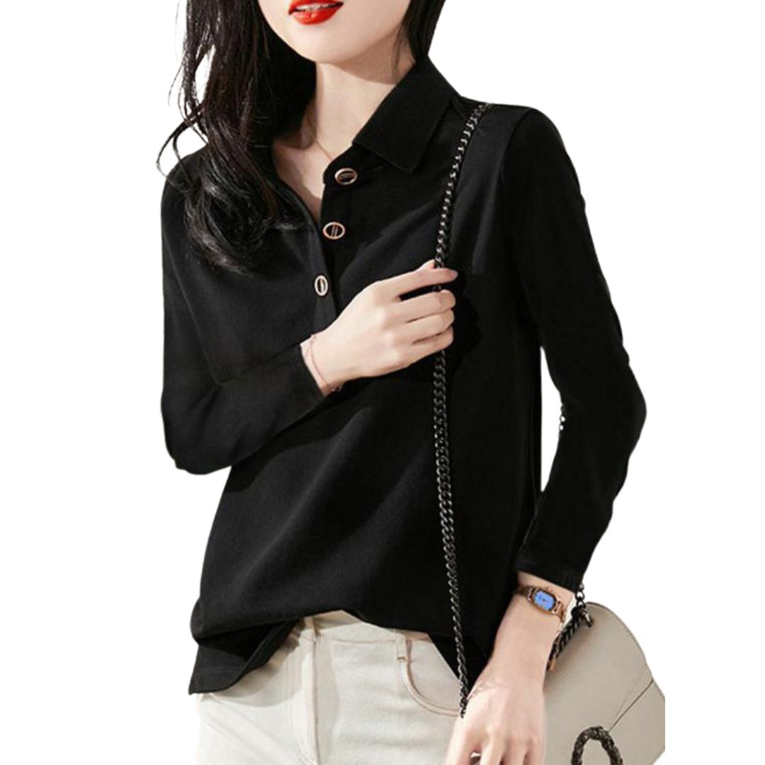 Kym - Elegant blouse with stand-up collar