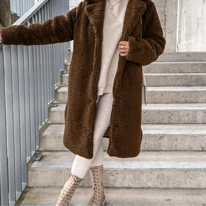 Chic, cozy, elegant, fluffy sherpa winter coat for women