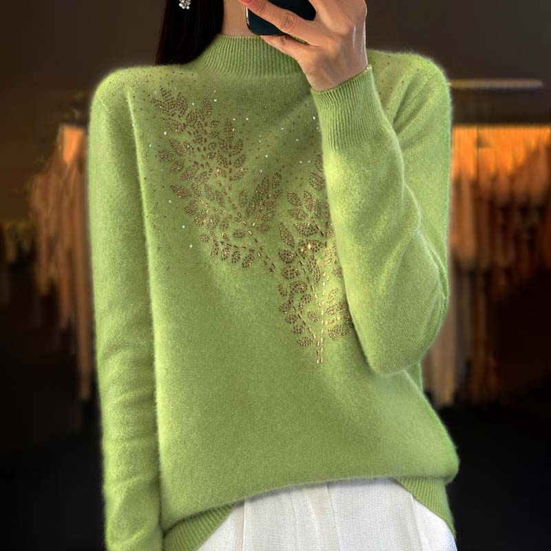 Wilvia Sweater | Casual Knitted Leaf Pattern Sweater