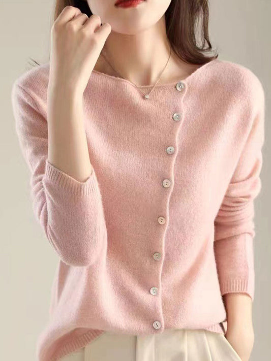 Winona Cardigan | Soft Knitted Cardigan with Button Closure and Round Neck