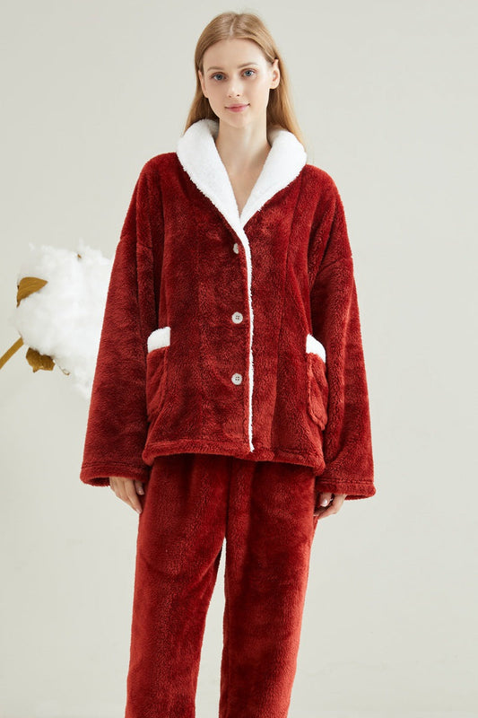 Jess Mode | Trendy long sleeve plush Christmas pajama set