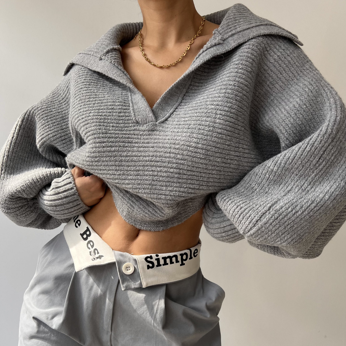 Oversized knitted sweater for women